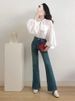 Chicco Chicco Spring Outfit Plus Size Bow Lace Shirt Jeans Korean Style Elegant Women's Set_mkmklike.com