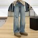 Ripped Straight-leg Jeans Women, Spring And Summer, Plus Size, Plus-size Girls, Loose Fit, Slimming, For Pear-shaped_mkmklike.com