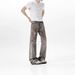 Vintage Worn-Out Style Printed Jeans For Men, American Niche Design, Loose Straight-Leg Slightly Flared Pants_mkmklike.com