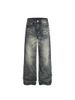 Men's Clothing Men’s Vintage Washed Straight-Leg Jeans – Distressed & Relaxed Fit, Clean Aesthetic_mkmklike.com