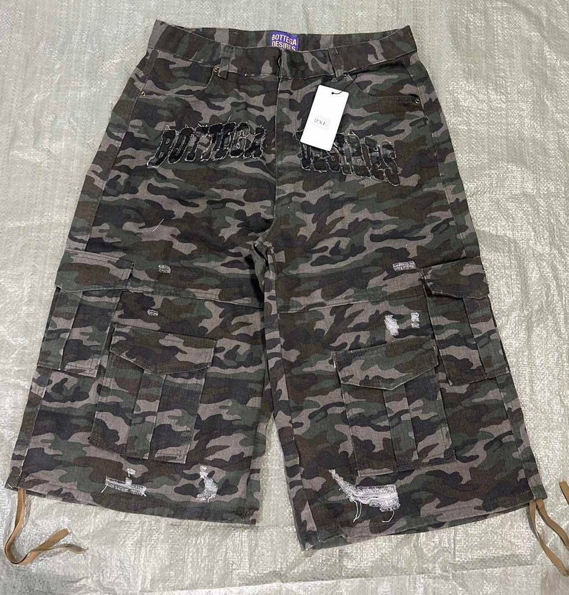Men's Clothing Bottega Men's Camouflage Ripped Denim Shorts Style Cargo Capri Pants Streetwear For Formal & Casual_mkmklike.com