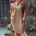 Women's Clothing new round neck bat short sleeve pocket dress _mkmklike.com