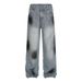 American Style National Trend Couple Full Rhinestone Starry Sky Spring Autumn Jeans Loose Wide Leg Floor-Length Pants_mkmklike.com