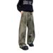 Men's Clothing Loose Pleated Patchwork Distressed Workwear Jeans Casual Wide Leg Silhouette Scimitar Pants_mkmklike.com