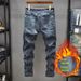 Men's Clothing Stretch Jeans Ripped Trendy Versatile Slim Simple Skinny Pants_mkmklike.com
