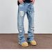 Men's Street Washed Ripped Flared Jeans With Tassel Decor - High Street Cleanfit Straight Drape Trousers_mkmklike.com