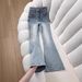Women's Clothing High-Waisted Washed Flared Jeans Stretchy Slimming Light Colored Flared Pants For Pear Shaped And Petite Figures Spring Style_mkmklike.com