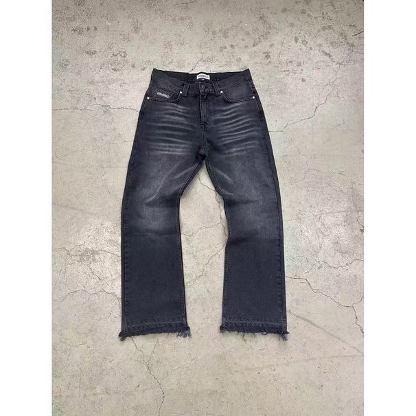 Men's Slim Fit Denim Jeans With Ripped Patches Heavy-Duty Hot Diamond Printing Trendy Vintage High Street Style Mid Waist Zipper Fly_mkmklike.com