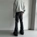 Distressed Black-Grey Bootcut Jeans – Vintage Washed Denim Pants With Subtle Flare & Classic Straight Fit (Men's High Street Retro Trousers)_mkmklike.com
