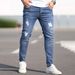 Men's Slim Fit Jeans For Teen Boys - Trendy Ripped Skinny Jeans With Stretch, Comfortable Straight Leg Denim Pants For Casual Streetwear_mkmklike.com