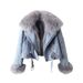 Clothing Fox Rabbit Fur Er Denim Women's Short Top Party Jacket_mkmklike.com