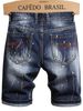 Men’s Ripped Denim Shorts – American Streetwear Style, Slim Fit, Distressed Five-Point Design (Navy Blue/Black, S-2XL)_mkmklike.com