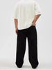 Black Men's Casual Trousers Loose Fitting Wide Leg Cotton Jeans Mid Waist Long Pants Machine Washable_mkmklike.com