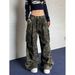 Spring 2027 Fashion American Retro Hip-Hop Cargo Jeans Women Cotton Low Waist Wrinkled Multi Pocket Camouflage Workwear Wide Leg Denim Pants_mkmklike.com