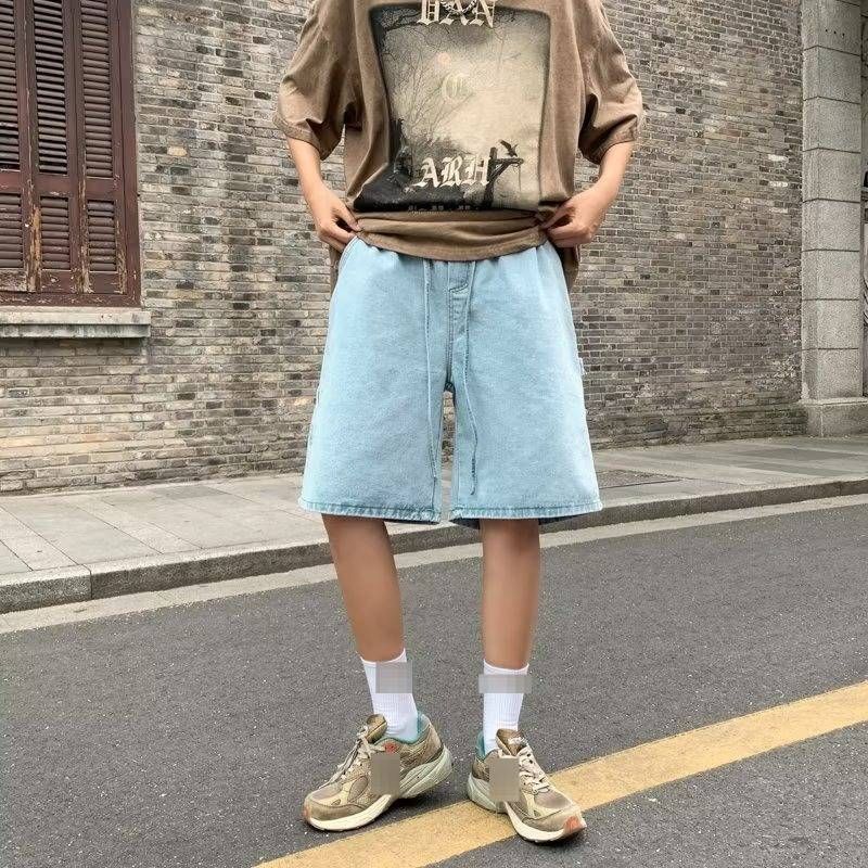 Men's Summer Denim Shorts, Casual Straight Leg 5-Inch Shorts With Stretch, Comfortable Breathable Quick-Dry Fabric, Street Style_mkmklike.com