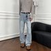 Men's Light Blue Flared Jeans Slim Fit Vintage Washed Cotton Cleanfit Casual Pants For All Seasons Fashion Trends_mkmklike.com