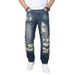 Men's Retro Straight Leg Jeans American Style Autumn Casual Wrinkle Resistant Loose Fit With Patches And Rips_mkmklike.com