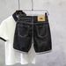 Men's Summer Thin Elastic Denim Shorts Plus Size Light Color Slim Fit Straight Leg Mid Length Casual Riding Pants_mkmklike.com