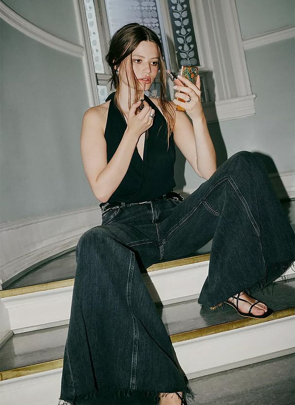 High-Waisted Flared Jeans For Women - Stretch Denim Wide-Leg Pants With Patchwork Design (S-XXL In 3 Washes)_mkmklike.com