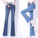 Spring 2025 New High-Waisted Micro-Flare Jeans For Women, Plus Size, Stretchy, Slimming, Straight-Leg Flare Wide-Leg_mkmklike.com