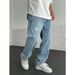 Men's American Style Ripped Retro Beggar Jeans Straight Leg Loose Fit Summer Trendy Long Pants Version_mkmklike.com