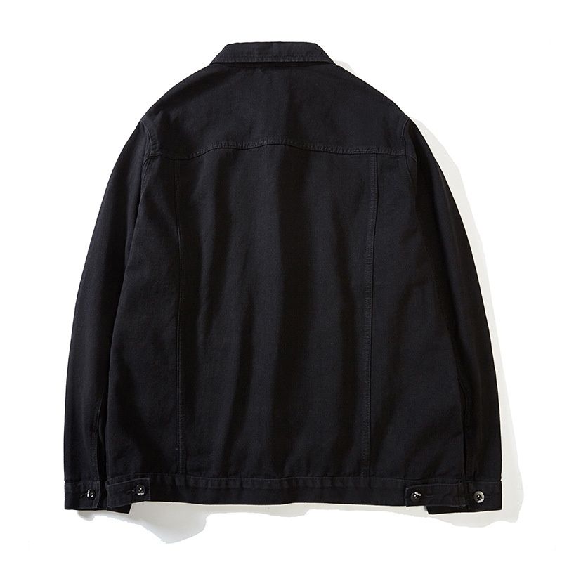 Loom S005 Spring And Autumn Black Large Trendy Plus Size Men's Denim Jacket Elastic Slim Fit New Workwear_mkmklike.com