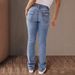 Women's Clothing Women's Mid-Rise Straight Leg Jeans - Double Button Classic Denim Pants_mkmklike.com