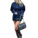 Tailored Denim Jacket For Women - Slim Fit Button-Down Shirt With Turn-Down Collar, Office & Casual Wear (Blue, S/M/L)_mkmklike.com