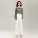 Women's Clothing Korean Style Fleece Lined Wide Leg Flared Jeans Versatile Denim Classic Hot Style For Autumn Winter Regular Fit Solid_mkmklike.com