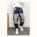 Trendy Brand Heavy Splicing Patch Design Slightly Collapsed Jeans Men's Trend Hairdresser Slim-fitting Pants Tapered Pants_mkmklike.com