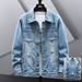 Spring And Autumn Trendy Brand Ripped Denim Jacket Men's Trend Ruffian Handsome Loose Large Size Tooling Jacket Spring Clothes_mkmklike.com