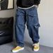 Men's American Retro Pocket Jeans High Street Style Straight Leg Wide Leg Cargo Pants Trendy On Instagram Spring Collection_mkmklike.com