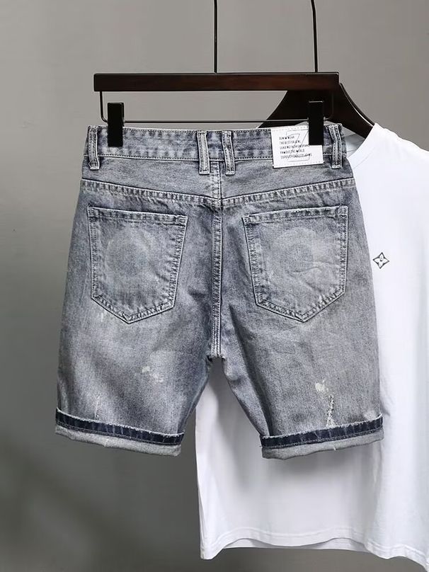 Men's Japanese Style Straight Leg Denim Shorts Summer Mid-Length Casual Five-Pocket Pants Loose Fitting American Style Trendy_mkmklike.com