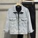 Cashew Flower Denim Jacket Men's Retro Loose Couple Jacket Trendy Brand_mkmklike.com