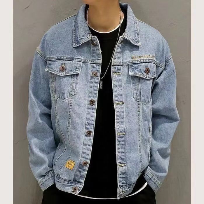 American Denim Jacket Men's Spring And Autumn High-end Trendy Ins Versatile Jacket Ruffian Handsome Gown Loose Version Top And Clothing_mkmklike.com