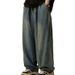 Japanese Retro Washed Vintage Jeans For Women, Ins High Street Trendy Loose Straight Wide-Leg Pants, Casual Long Pants_mkmklike.com