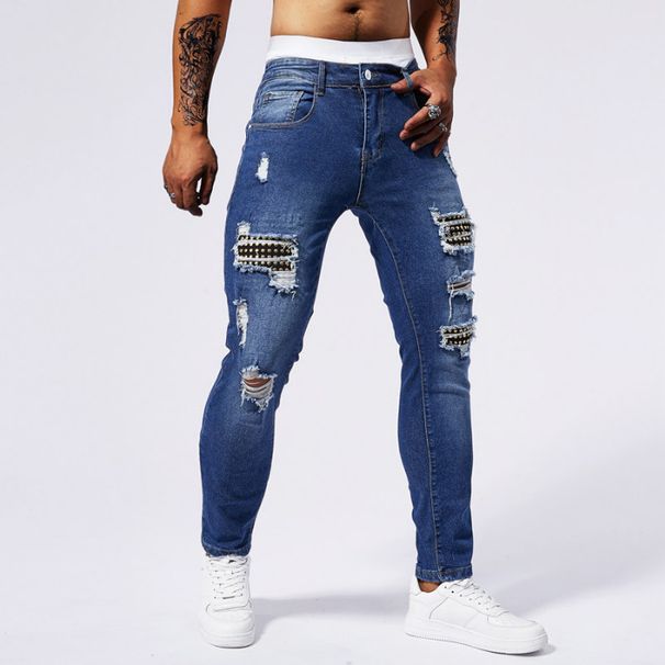 Men's Distressed Skinny Stretch Jeans High Quality TM223 Skinny Jeans_mkmklike.com
