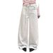 Women's High-Waisted Wide-Leg Jeans With Jacquard Pattern - Loose Fit Stretch Denim Pants, Vintage Washed Blue & White Casual Palazzo Pants_mkmklike.com