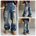 Vintage Distressed Embroidered Straight-Leg Jeans For Men – High Street Retro Loose Fit Denim Pants With Hand-Painted Details_mkmklike.com
