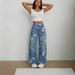 European And American Street Fashion Loose Straight Wide Leg Pants Printed Denim Trousers_mkmklike.com