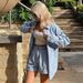 K New European And American Loose Collar Denim Shirt With Rolled Edge Shorts Two-piece Set For Women's Casual Wear_mkmklike.com