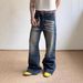 Retro Light Blue Men's Jeans High Street Hip Hop Stacked Design Straight Leg Loose Fit_mkmklike.com