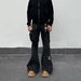Retro High-Street Flared Jeans – Vintage Washed Black, Utility Pockets, Unisex Slim Fit (S-3XL)_mkmklike.com