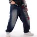 European And American Trend Hip-hop Jeans Plus Size Men's Clothing HIPHOP Hip-hop Washed Embroidery Loose Casual Skateboard Pants_mkmklike.com