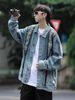 Loom Vintage Washed Turn-Down Collar Couple For Men, European And American Design Oversize Denim Jacket_mkmklike.com