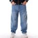 Suitable For All Seasons Light Blue Plus Size Men's Jeans Loose Casual Trendy Hip Hop Street Dance Long Skateboard Pants_mkmklike.com