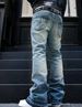 Men's Premium Washed Denim Jeans - 3D Metal "HELLO" Letter & Splatter Paint Hip-Hop Jeans_mkmklike.com