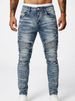 Men's Clothing Slim Fit Stretch Motorcycle Jeans Ripped Patchwork Trousers Street Style Fashion_mkmklike.com