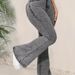 K Low Waisted Flared Slim Fit Pants For Women, Jeans Look Slim And Grey_mkmklike.com