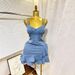 Women's Clothing Summer Elastic Waist Sexy Denim Suspender Dress Ruffled Hip Skirt Female_mkmklike.com